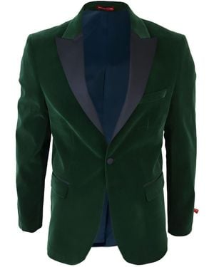 TruClothing Velvet Dinner Tuxedo Suit Jacket Blazer - Green