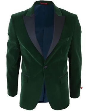 TruClothing Velvet Dinner Tuxedo Suit Jacket Blazer - Green