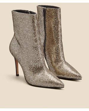 Sosandar Glitter Pointed Toe Ankle Boot - Natural