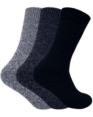 Sock Snob 3 Pairs Padded Sole Winter Warm Thermal Wool Walking Boot Socks - Blue