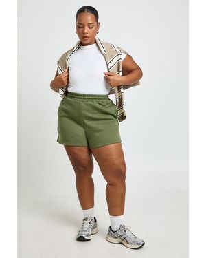 Boohoo Plus Thick Waist Band Shorts - Green