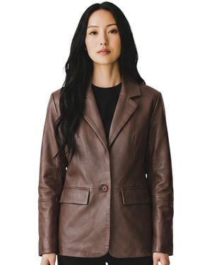 Infinity Leather Conker Italian Blazer Jacket-Chongqing Lamb Leather - Brown