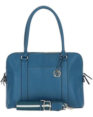 Ashwood Leather 'Cuore Di Cuoio' 3 Section Large Handbag - Blue