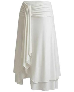 Conquista Elegante Gelaagde Ivoorkleurige Rok — Soepele Draperie, Vrouwelijke Beweging En Tijdloze Verfijning - Wit