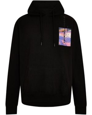 Criminal Damage Illusion Box Print Hooded Long Sleeve Sweatshirt - Black