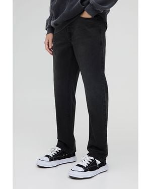 BoohooMAN Straight Rigid Jean In Charcoal - Black