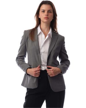 BOSS Solid Patterned Lapel Collared Blazer - Black