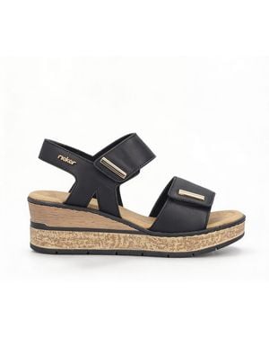 Rieker Rose Wedge Sandals Leather - Blue