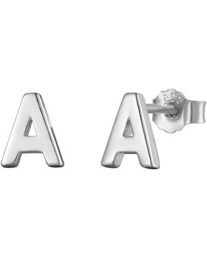 The Jewellery Stockroom Sterling Alphabet Initial Stud Earrings - Metallic