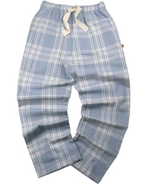 Mini Vanilla Pale Cotton Check Lounge Trousers Pyjamas Bottoms - Blue