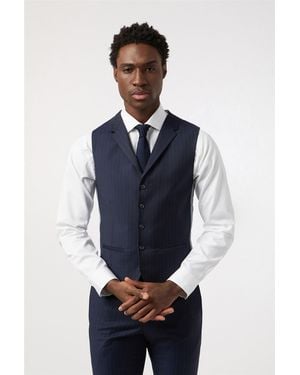 Alexandre Silver Label Single Breasted Five Button V-Neck Tailored Suit Waistcoat - Blue