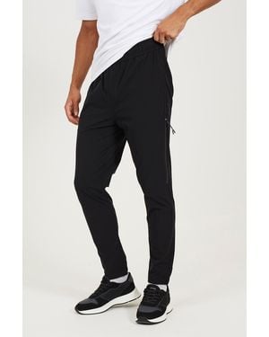 Brave Soul Zip Detail Cuffed Trousers With Elasticated Waist - Black