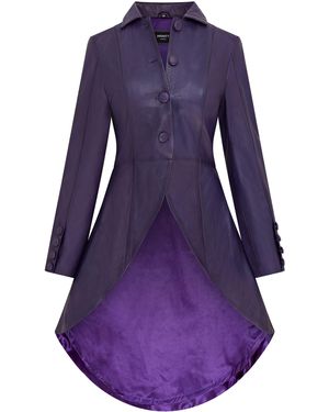 Infinity Leather Gothic Full Length Victorian Coat - Purple