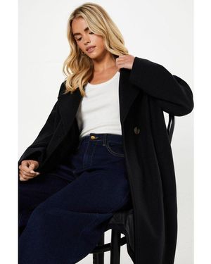 Dorothy Perkins Petite Oversized Double Breasted Coat - Blue