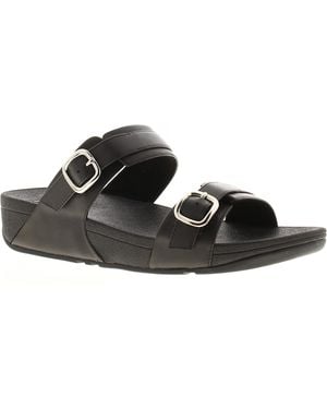 Fitflop Flip Flops Lulu Adjustable Slider Leather Slip On - Black