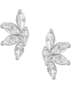 The Jewellery Stockroom Sterling Cz Half Flower Studs - Metallic
