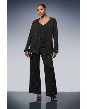 PRINCIPLES Embroidered Embellished Trousers - Blue