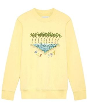 CASABLANCA Embroidered Sweatshirt Enoshima Beach Cotton - Yellow