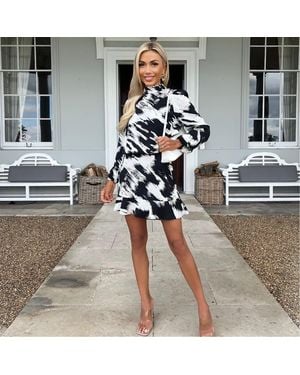 AX Paris And High Neck Long Sleeve Skater Dress - Multicolour
