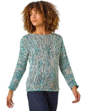 Roman Batwing Tape Yarn Jumper - Blue