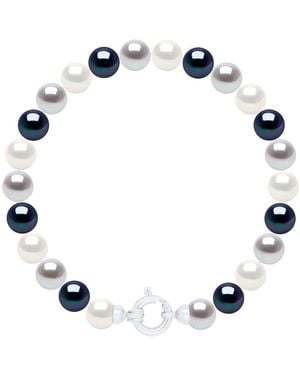Ateliers Saint Germain Bracelet Row Of Real Cultured Freshwater Pearls Round 6-7 Mm - Multicolour