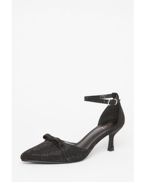 Quiz Diamante Low Court Heels - Black