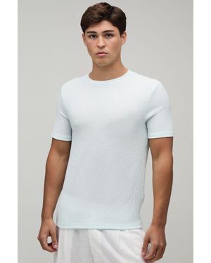 BoohooMAN Muscle Fit Crinkle Textured T-Shirt - White