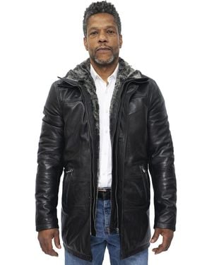 Infinity Leather Trench Coat-Aleppo - Blue