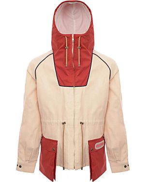 Futur 1 Waxed Cotton Hooded Parker W Drawstring Details - Red
