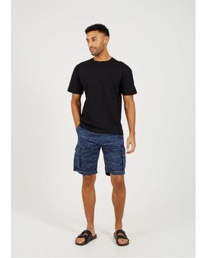 Brave Soul Palm Tree Print Shorts - Blue