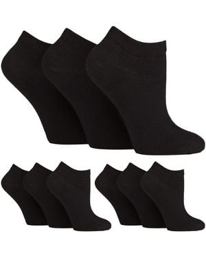 Gentle Grip 9 Pairs Ladies Diabetic Trainer Socks - Black