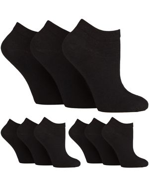 IOMI 9 Pack Diabetic Trainer Socks - Black