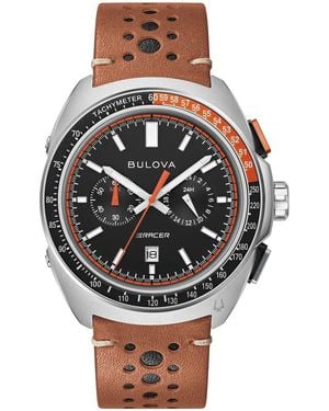 Bulova Racer Chronograph Watch 98B427 Leather - Grey