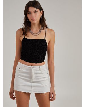 Pink Vanilla Animal Flocked Corset Top - Black