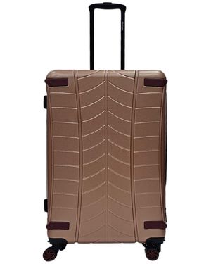 Infinity Leather Hard Shell Cabin Suitcase 4 Wheel Luggage Travel Bag - Brown