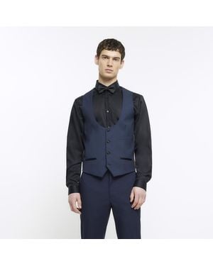 River Island Waistcoat Slim Fit Tuxedo - Blue