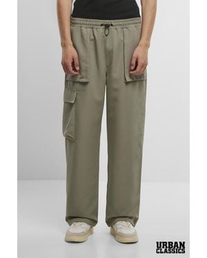 Urban Classics Light Relaxed Fit Straight Leg Ripstop Cargo Trousers - Green