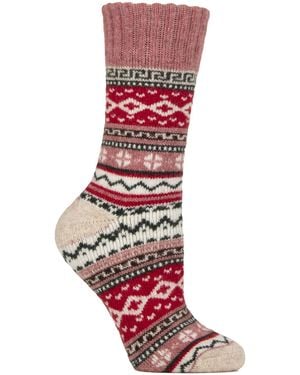 Country Pursuit Ladies Wool Blend Hiking Socks Cushioned Walking Boot - Red