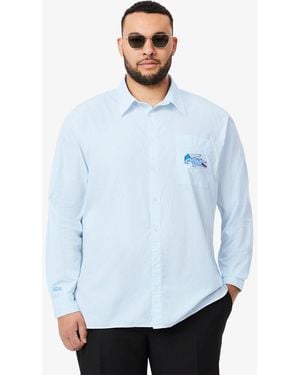 Lacoste Relaxed Fit Crocodile Badge Overhemd In Blauw-wit