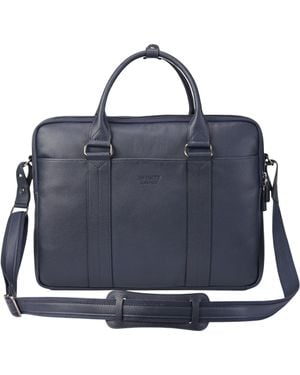 Infinity Leather Genuine Laptop Business Briefcase Office Work Travel Bag - Blue