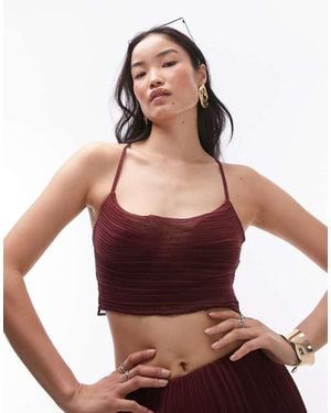 TOPSHOP Co-Ord Plisse Cowl Cropped Cami - Red