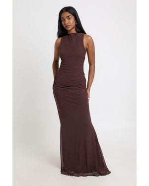 Boohoo Mesh Cross Back Detail Maxi Dress - Purple