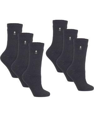 Heat Holders 6 Pairs Ladies Original Thick Winter Thermal Socks - Blue