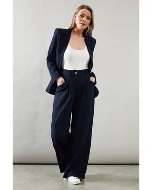 Wallis Stripe Wide Leg Trouser - Blue