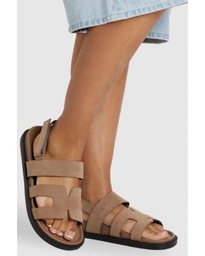 Boohoo Wide Fit Cut Out Strap Sandals - Brown