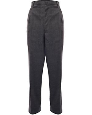 Lanvin Virgin Wool One Pleat Straight Leg Suit Trousers - Grey