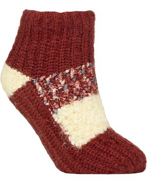 Elle 1 Pair Ladies Sherpa Lined Slipper Socks - Red