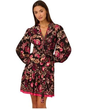 Adrianna Papell Printed Short Dress - Red