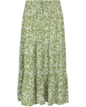 Mountain Warehouse Ladies Palermo Tiered Midi Skirt Viscose - Green