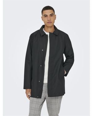 Only & Sons Long Coat Lightweight Autumn Winter - Blue